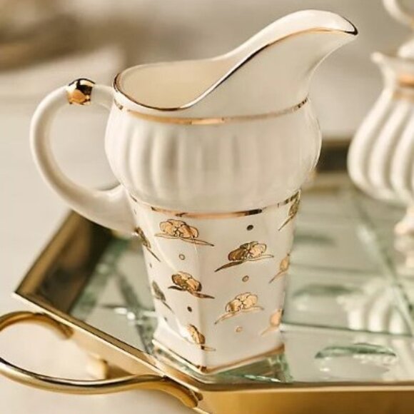 Anthropologie x The Met Stoneware Creamer Decaled Glazed Classic Art Nouveau New - Picture 1 of 6